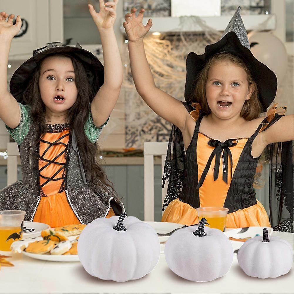 Elegant Easy to Use Reliable 12 Pack Halloween White Plastic Artificial Pumpkins For Decor Diy Smooth