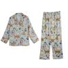 Pajamas Women's New Spring and Summer Cute Cat Ice Silk Long-sleeved Suit Silk Loungewear Suit