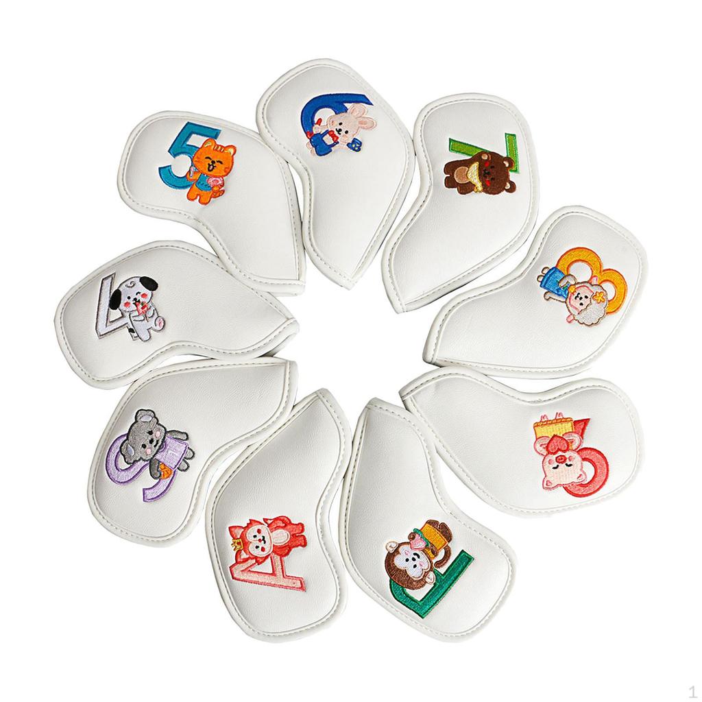 9 Sztuk Kolorowy Zestaw Pokrowców na Główki Żelazek Golfowych, Wyposażenie Ochronne na Główki Kijów Numer Kija