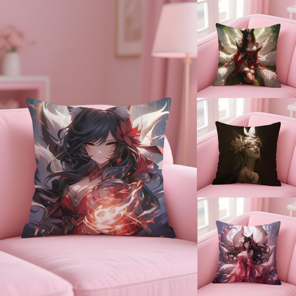 Nine-Tailed Fox Girl Cushion Cover Plush Fabric Soft Double-Sided Printed Sofa Warm Winter Home Gift Pillow Cover