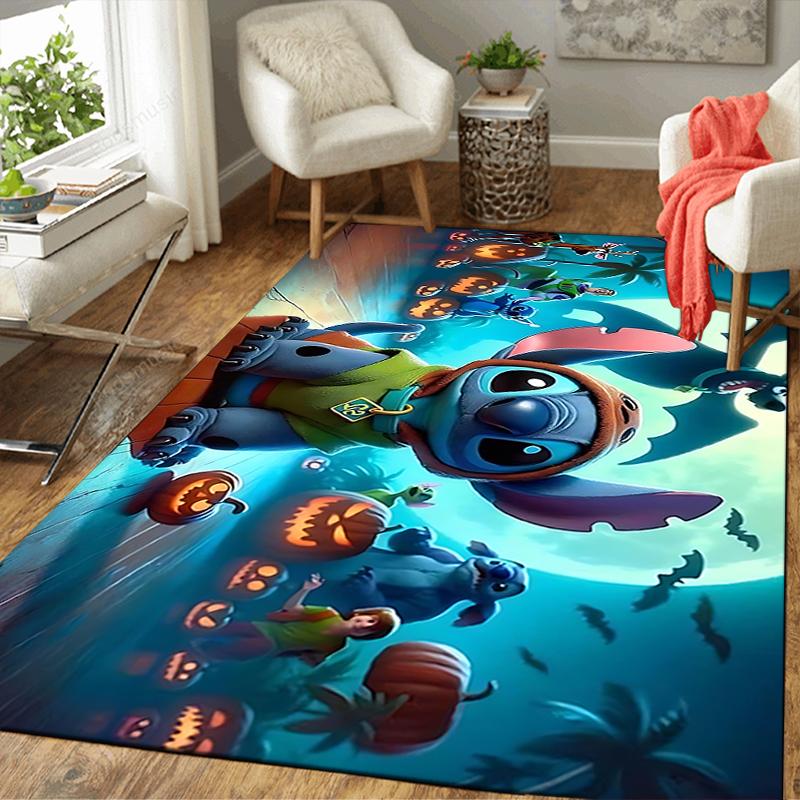 1Pc Stitch'S Halloween Adventure Rug, Office Carpet Indoor Outdoor Doormat, Non-Slip, Comfortable, Living, Christmas Halloween, Xmas Gift S1475
