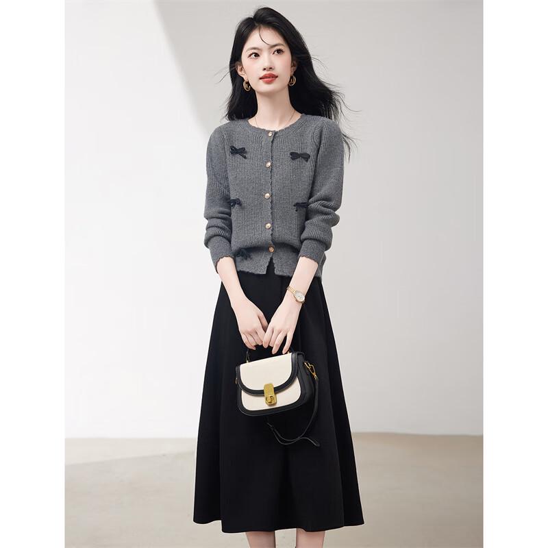 Women's Cardigan Sweater & A-Line Skirt Set