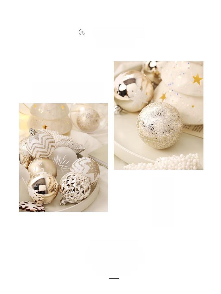 Champagne Gold & White Christmas Ball Set: Tree & Party Decorations.