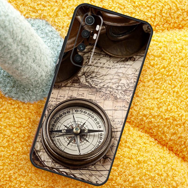 World Map Compass Nautical Case For POCO X3 X4 X5 F5 Pro M5s C40 F4 GT F3 Cover For Xiaomi 12T 11T Pro 12 13 Lite 12X