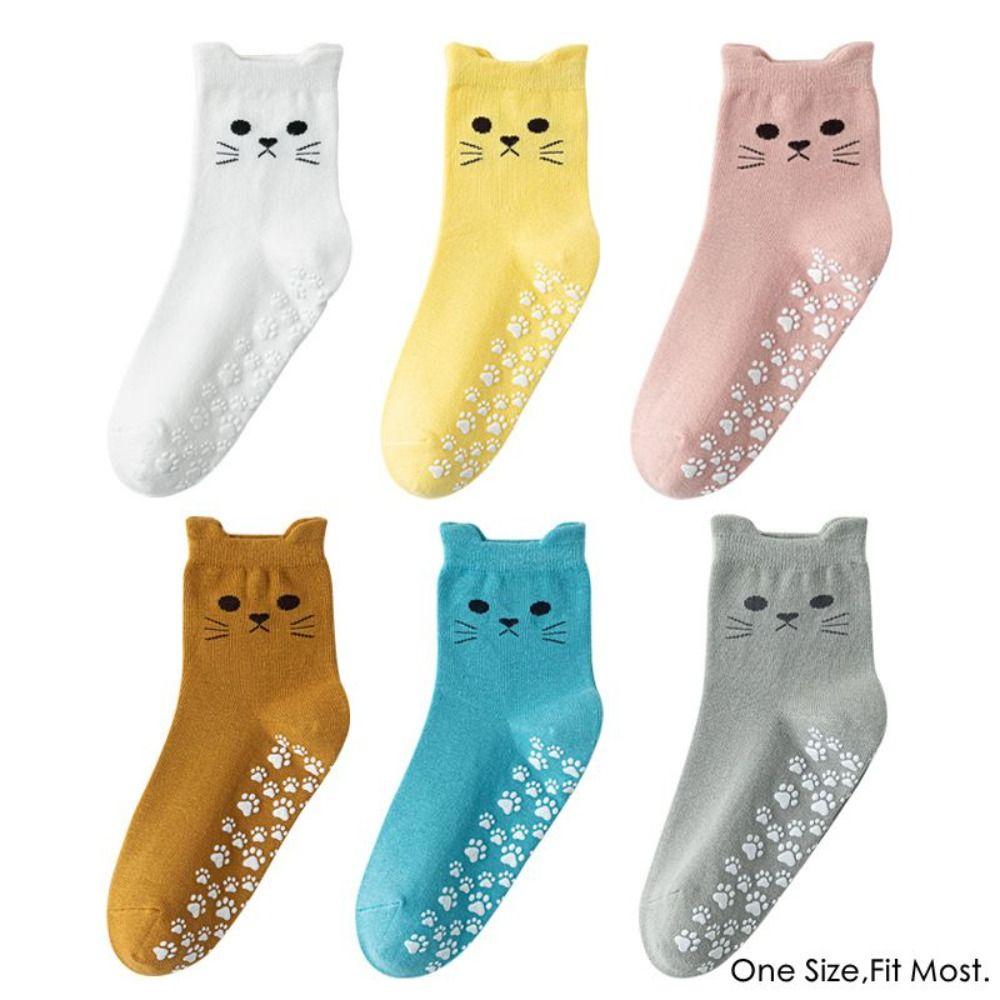 Cotton Yoga Socks Breathable Mid Tube Socks New Cat Embroidery Socks