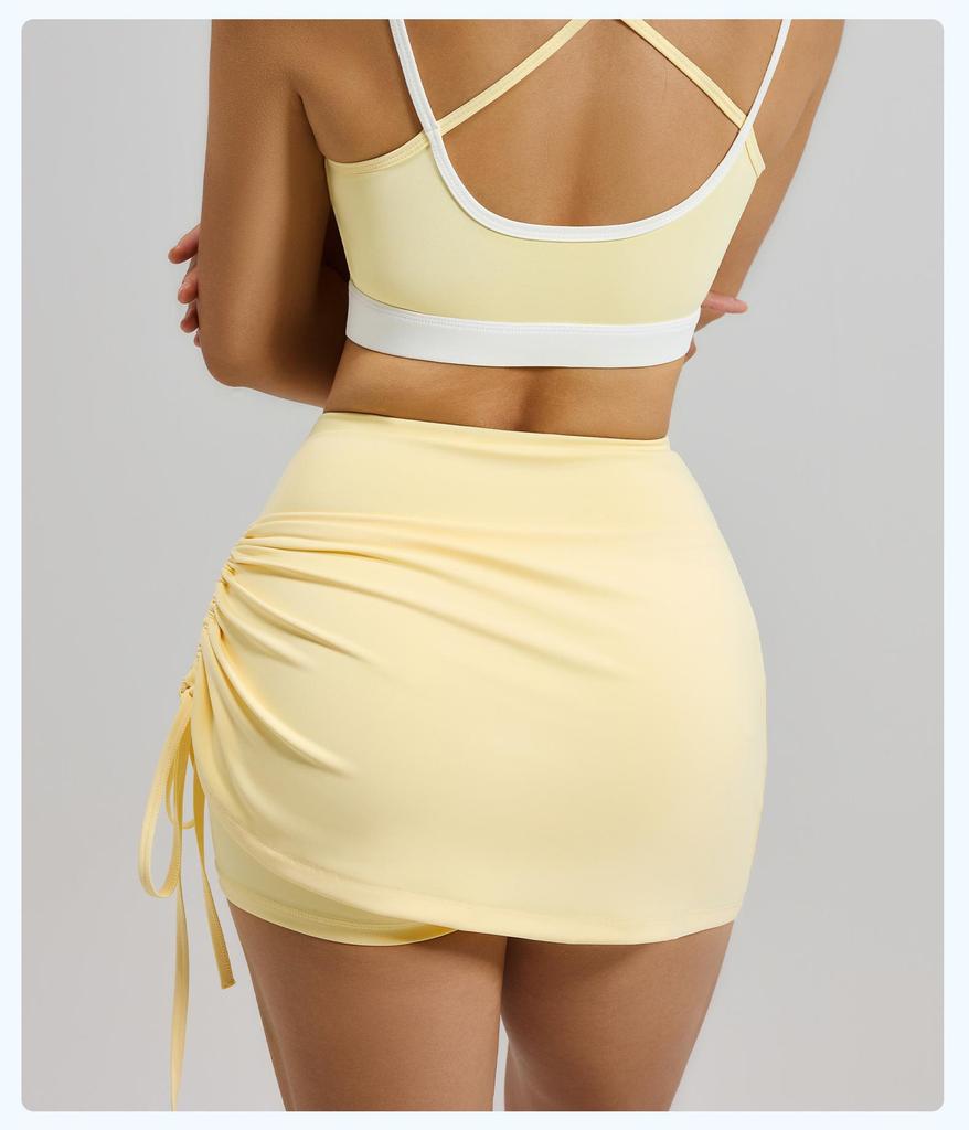 Damen High-Waist Sportrock mit Rüschen und Anti-Exposure Yoga-Shorts - Dehnbar, Atmungsaktiv, Neue Sommerkollektion