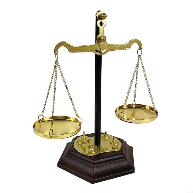62KD Decorative Metal Weight Scale Sculpture Desktop Ornament for Home Decors Accent