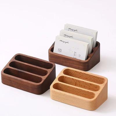 1pcs Wooden Business Card Box Creative Desktop Large Capacity Display and Storage Front Desk Business Card Holder