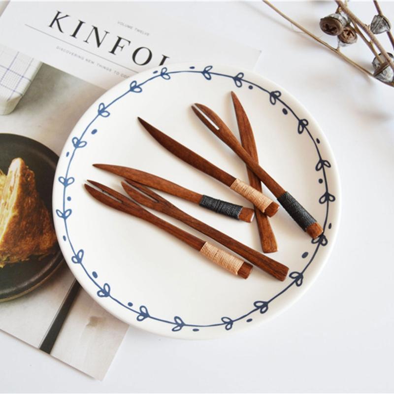 Wooden Dessert Knife Dessert Fork Cake Knife Dessert Knives Tableware Mini Cutlery Set Kitchen Accessories Wood Material