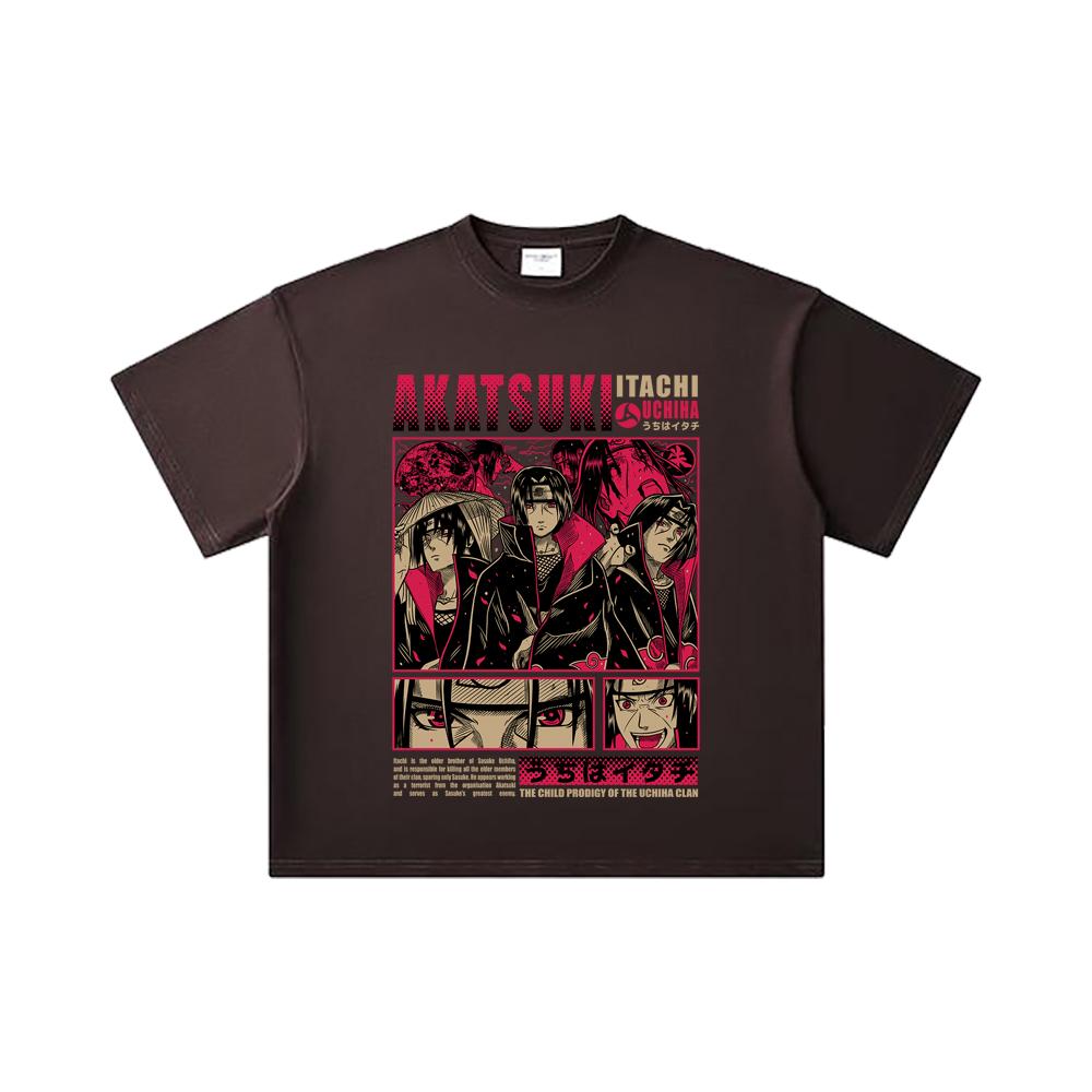 260 GSM Double Yarn 32 Count 100% Cotton Naruto V8 Itachi Print Unisex Heavy Cotton T Shirt