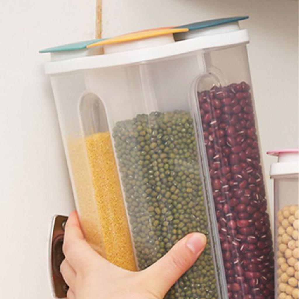 Food Storage Container 4 Compartment Multifunctional Perfect Sealing Space Saving Safe Cereal Dispenser for Kitchen