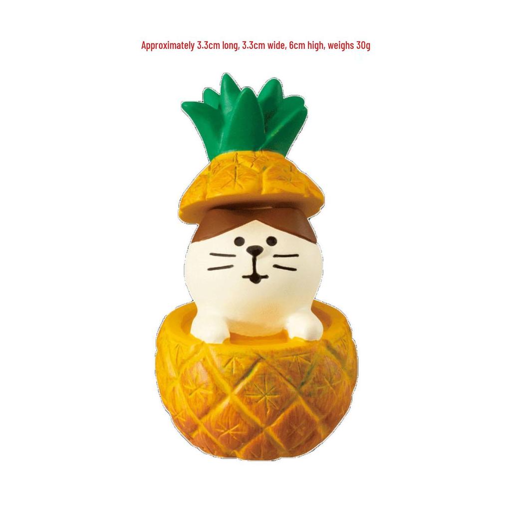 Japanese Cat Bonsai Watermelon Ornament - Trendy Resin Zakka Decoration