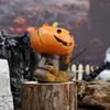 Cartoon Pumpkin Scarecrow Fishing Statue Resin Miniatures Figurine Pumpkin Elf Sculpture  Balcony