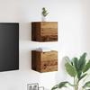 Wall Mounted TV Cabinets Set of 2 Rustic Wood Look 30.5 X 30 X 30 Cm