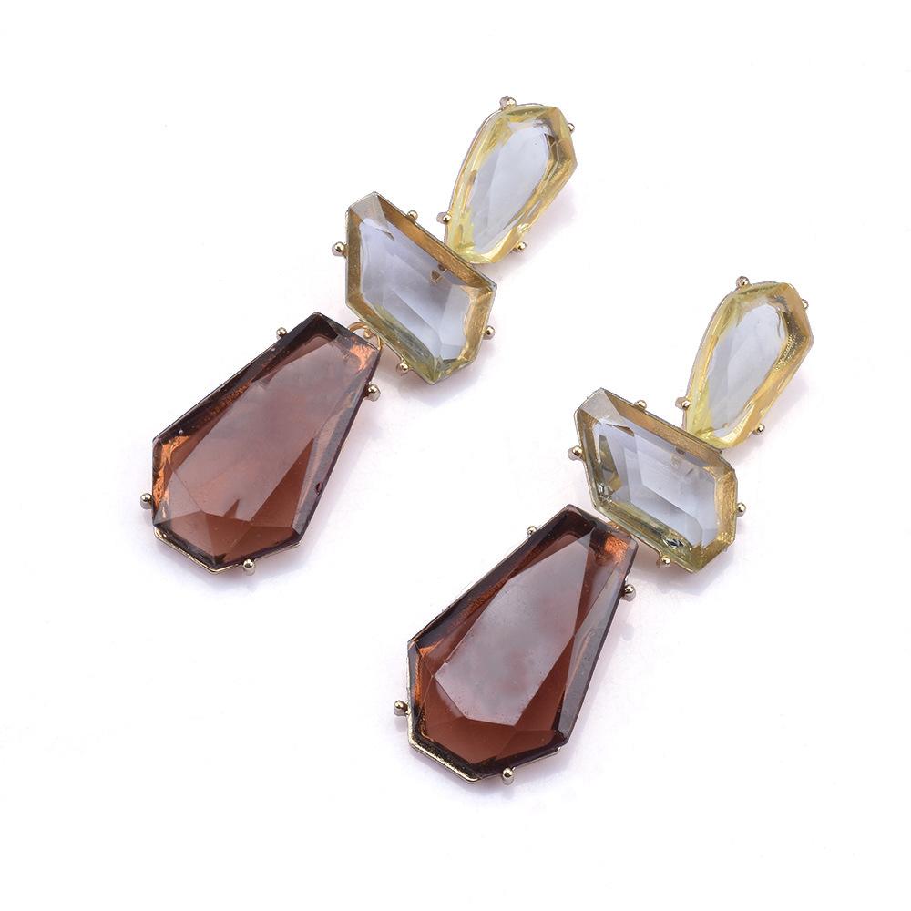 Vintage Resin Earrings, Irregular Exaggerated Transparent Resin Inlaid Dangle Earrings For Women