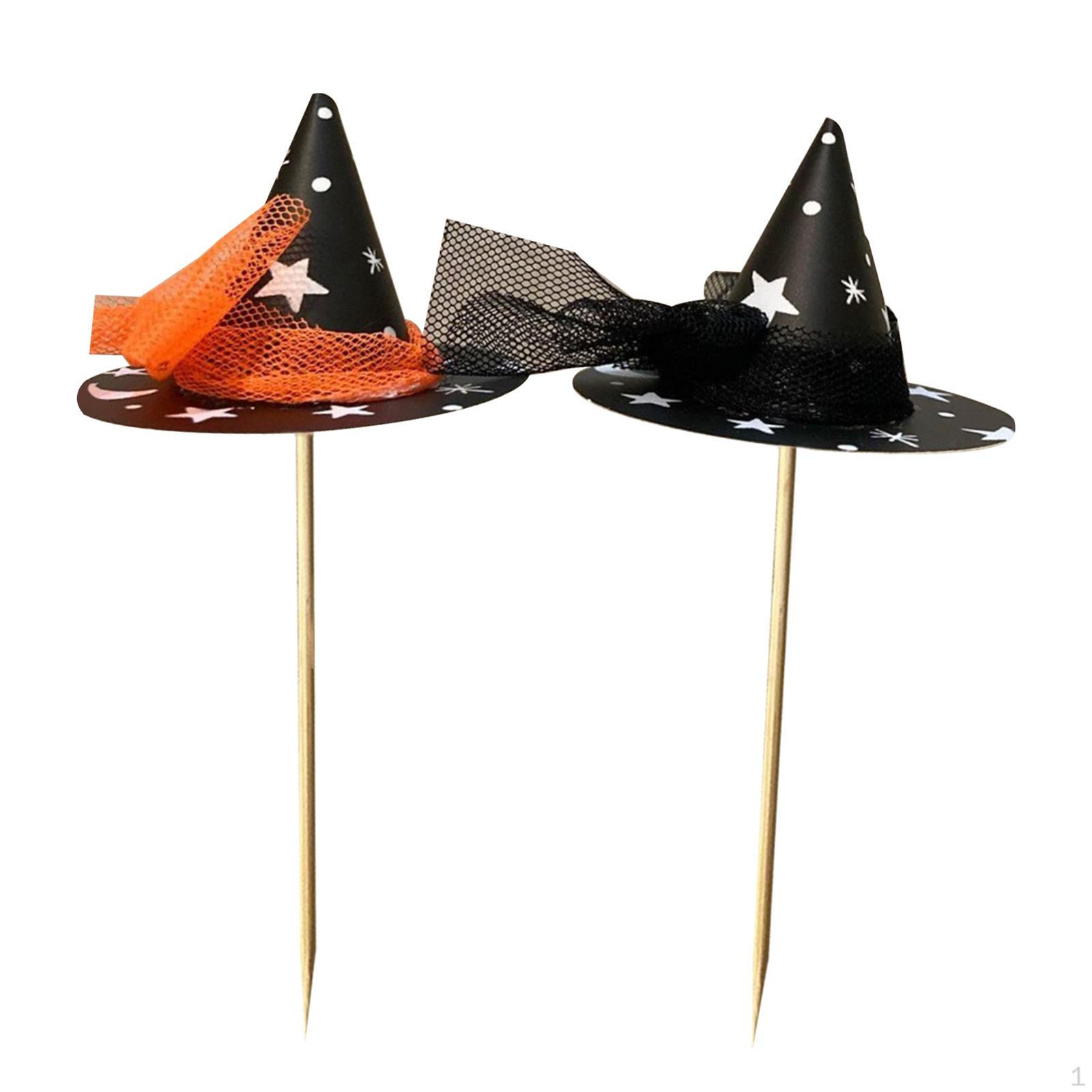 

2 Pieces Halloween Witch Hat Cake Topper Birthday Decoration Picks