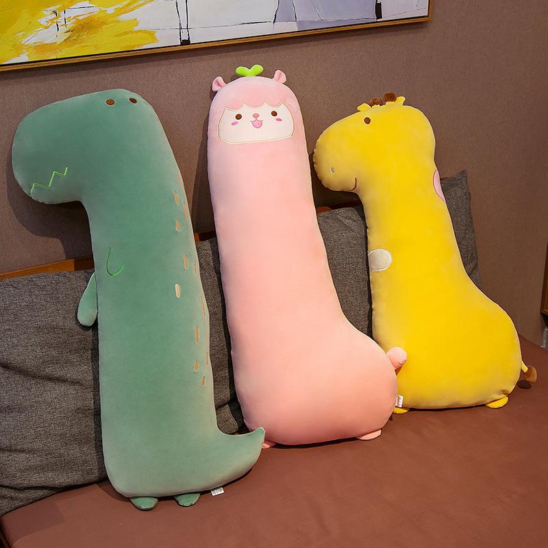 Cute Dinosaur Long Throw Pillow Plush Toy Bed Girls Sleep Pinch Legs Big Doll Removable Pillow