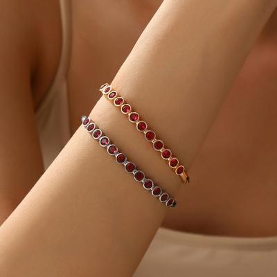 Elegant Red Zircon Bracelet for Women—Trendy, Versatile, and Stylish Bangle