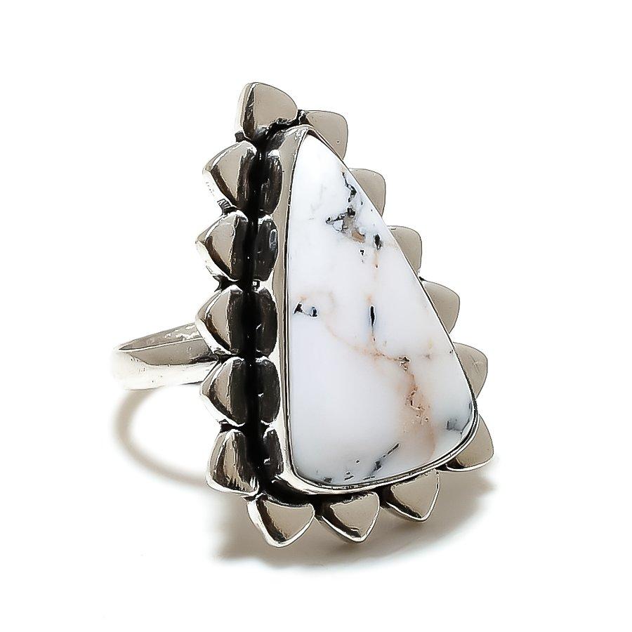 Dendrite Opal Gemstone Handmade 925 Sterling Silver Jewelry Ring Size 8 SU-10456
