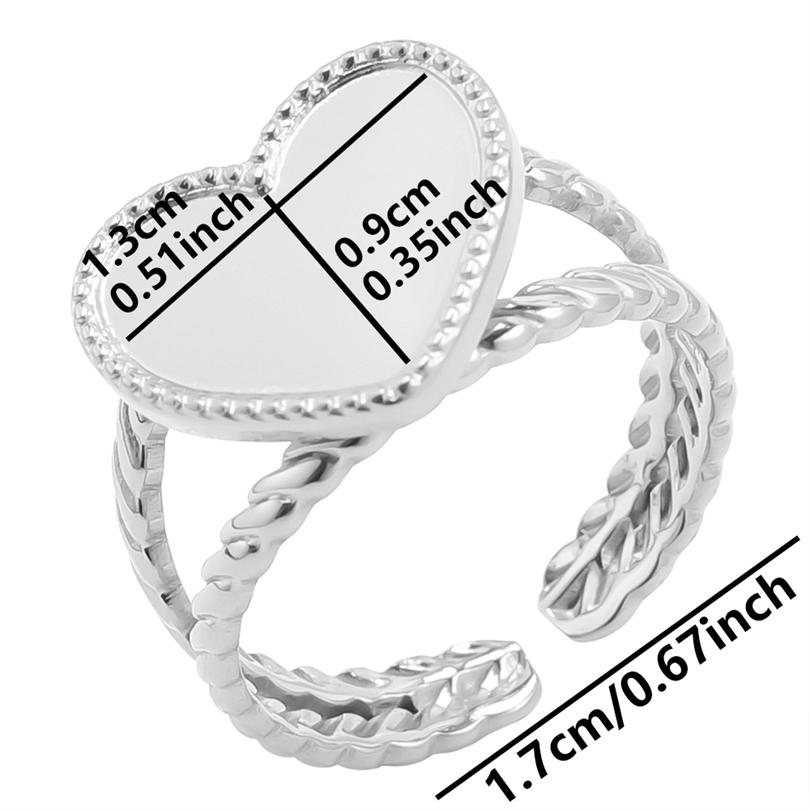 1pcs Crown Heart Shell Charm Ring Two/Three Layered Adjustable Stainless Steel Rings For Women Men Accessories Vintage Jewelry