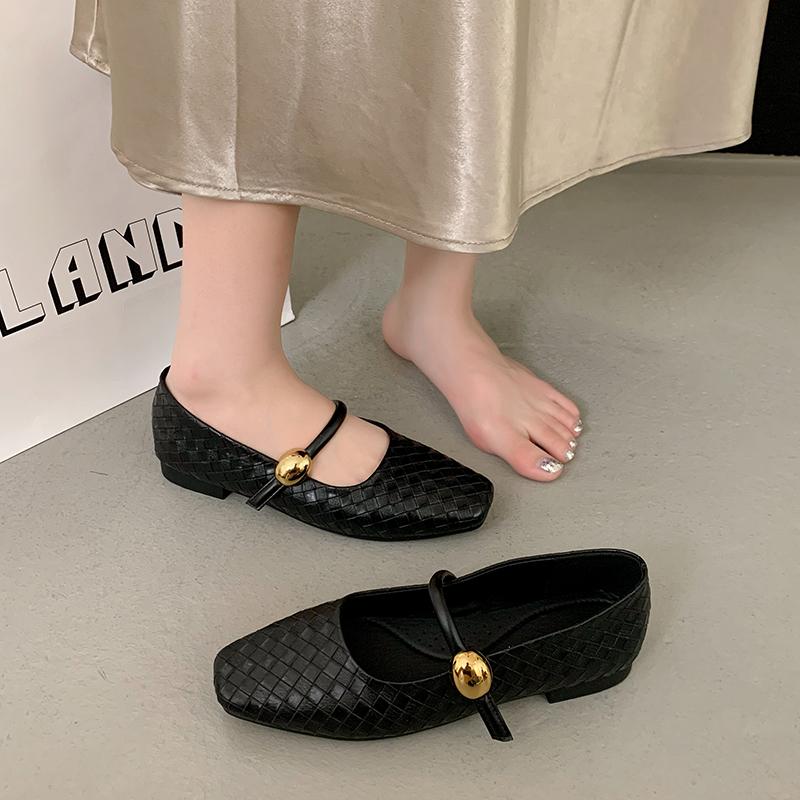 

New Women Mary Jane Shoes Sandals Buckle Strap Female Footwear Slides Square Toe Soft Sole Ladies Lolita Shoes 40 чёрный