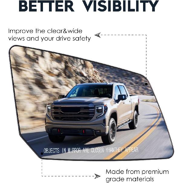 New Passenger Right Side Heated Mirror Compatible With GMC Acadia Chevy Traverse Saturn Outlook Replacement For 15951928, 25990004, 30223, 80223,