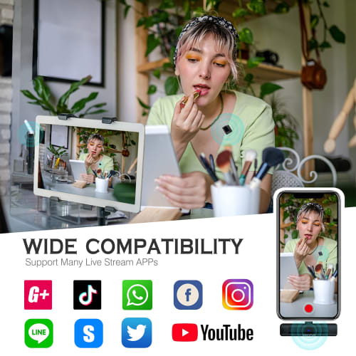 KIMAFUN G50-5 Wireless Lavalier Microphone for iPhone/iPad, Plug & Play, Instant Connection, Noise Reduction, 360 Sound Collection, Recording, No App