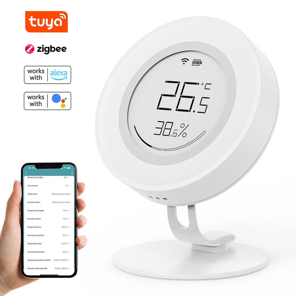 

Tuya ZigBee Портативный датчик температуры и влажности для дома, офиса, детской комнаты белый