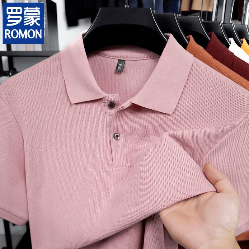 Romon Men's 100% Cotton Solid Polo Shirt