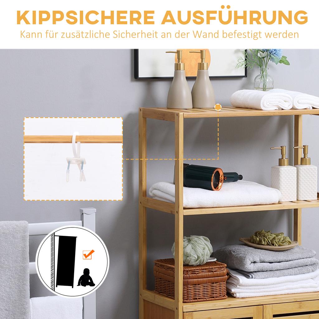 Bathroom Cabinet Bathroom Chest Of Drawers With Louvered Doors Bathroom Shelf Bamboo Wood Natural Wood