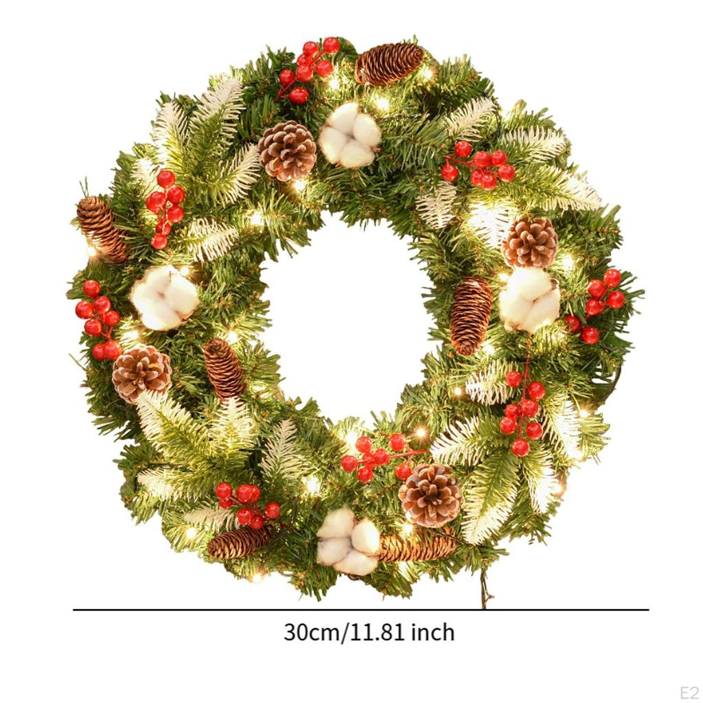 Christmas Wreath with Lights Winter for Front Door Garden Festival