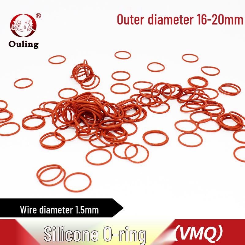 Anti-Aging Red Silicone O-Ring, OD 16-20mm x 1.5mm Cross-Section OD 16*1.5mm (10 pcs) Red Silicone O-ring