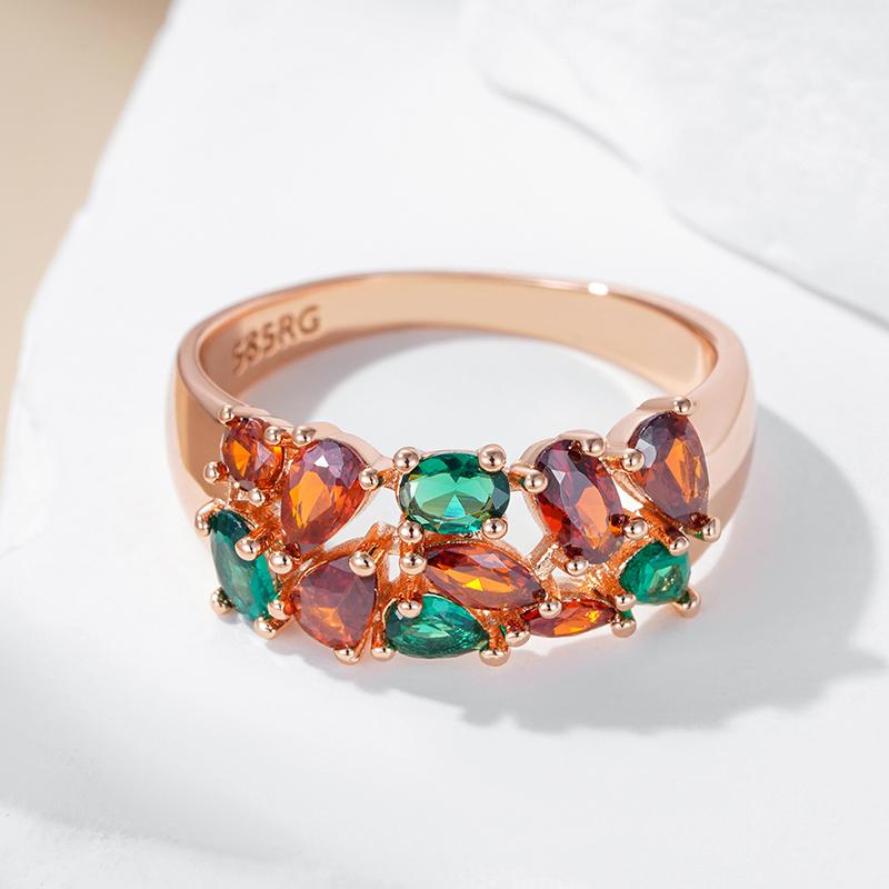 Shiny Natural Zircon Bride Wedding Rings For Women Trend  Rose Gold Color Daily Fine Jewelry Best Crystal Gift