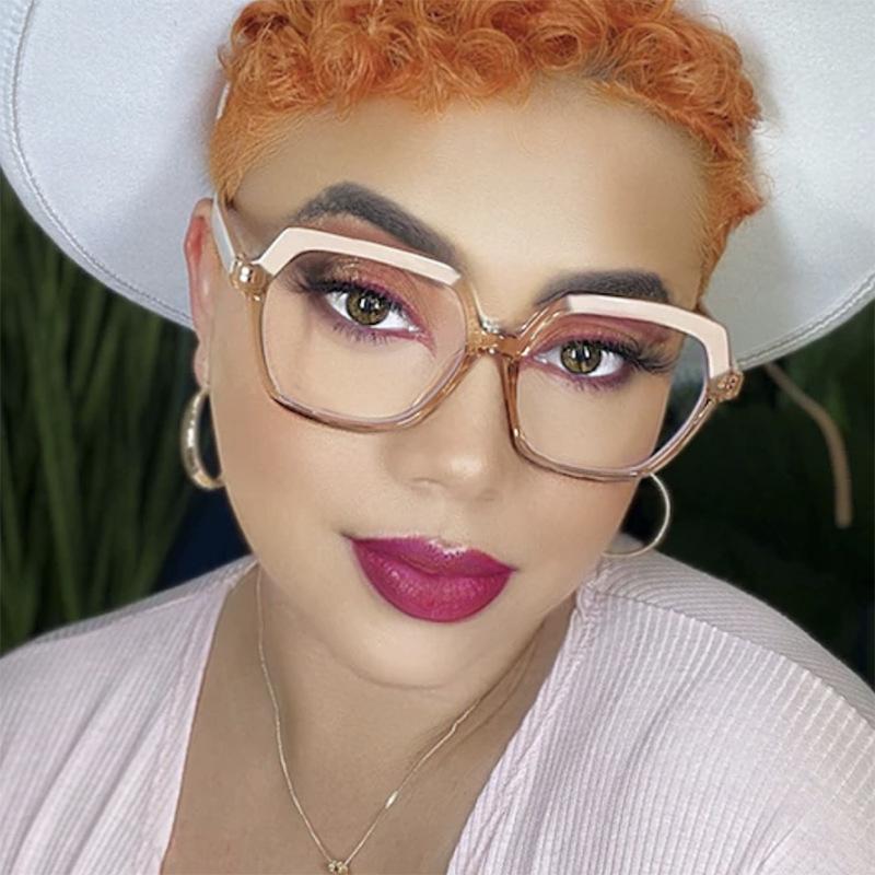 Vintage Anti Blue Light Optical Square Glasses Myopia Prescription Big Frame Women Luxury Brand Designer Double Color Eyewear