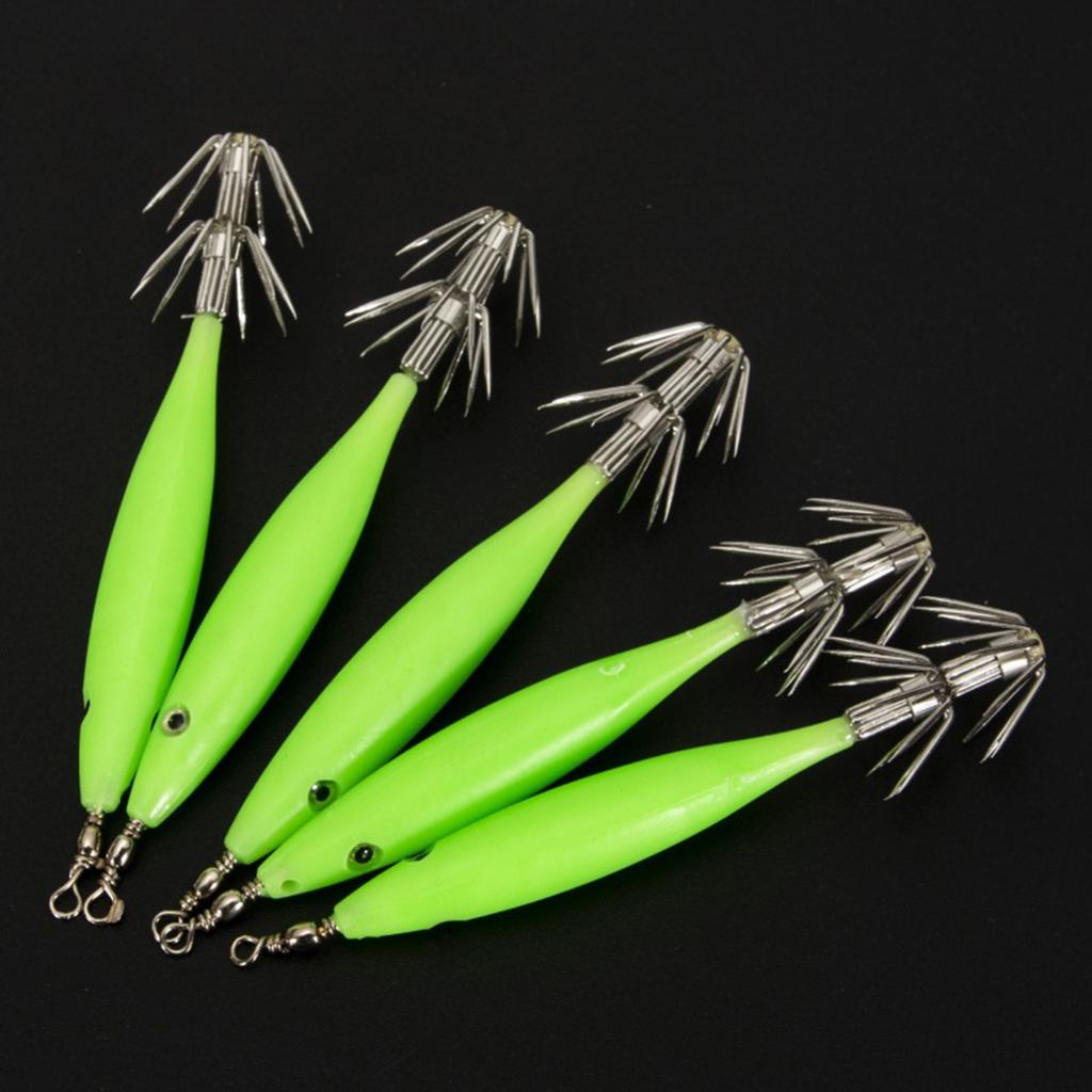 10Pcs Shrimp Lure Bait Squid Jig 3.6g Luminous Squid Jig Octopus Cuttlefish Hook Glow Jig Hooks for Saltwater Fishing