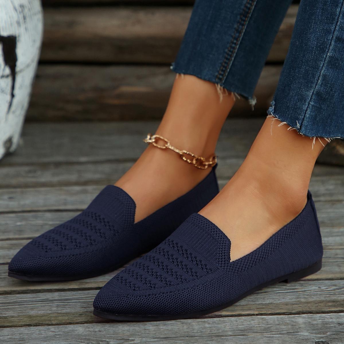 

2025 Нові Весна/осінь Однотонні Гостроносі Сітчасті Мілкі Жіночі Балетки М яка Підошва Повсякденні Сліпони Човники 36 озеро синього кольору