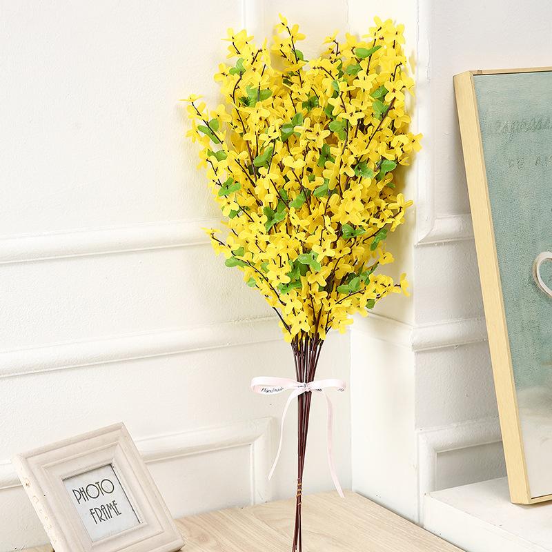 10pcs Artificial Flowers, Long Stem Yellow Winter Jasmine, Flowers Picks for Home Wedding Valentine's Day, Birthday, Mother's Day Decor