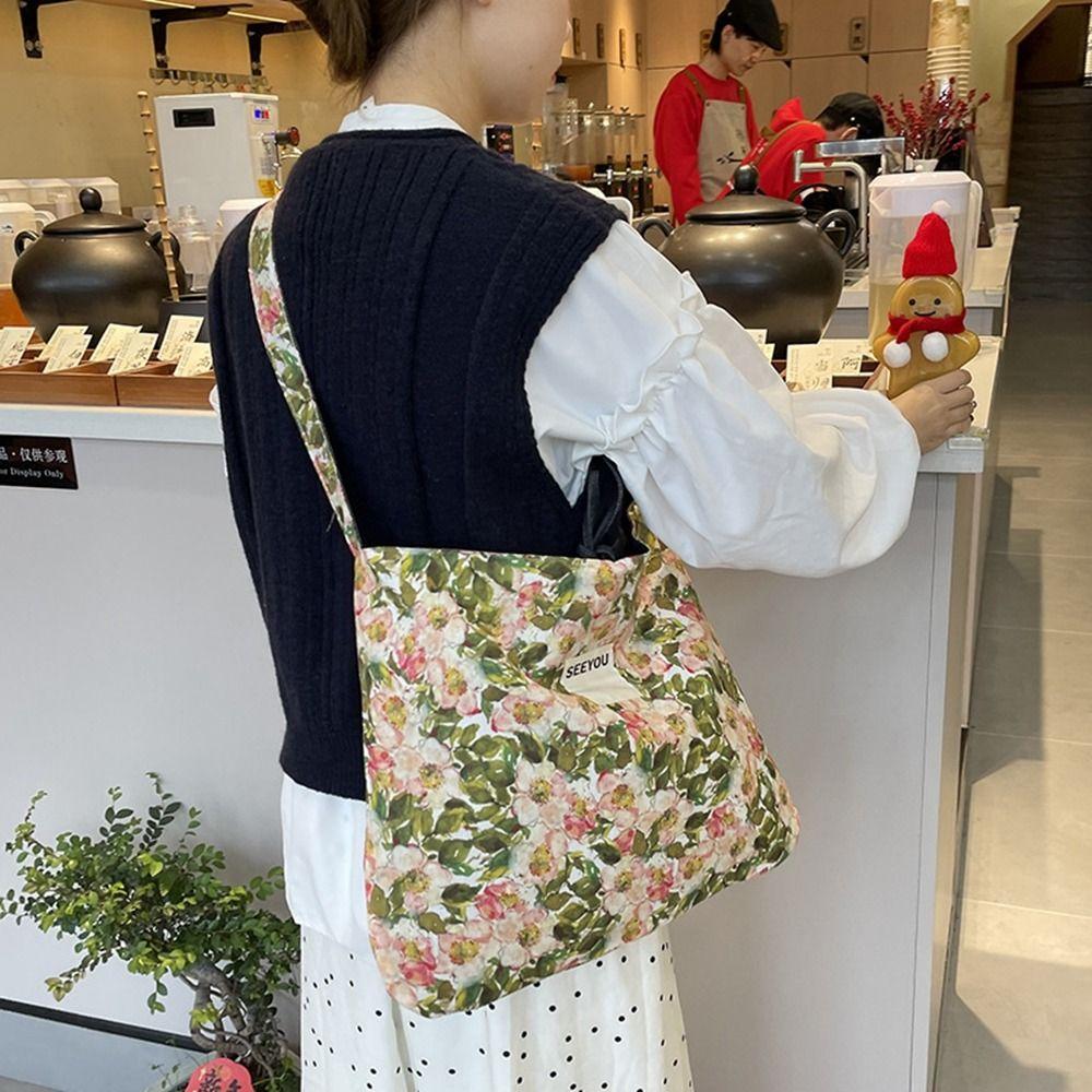 

Retro Denim Shoulder Bag Cloth Floral Canvas Bag Vintage Bohemian Messenger Bag Women Style 1