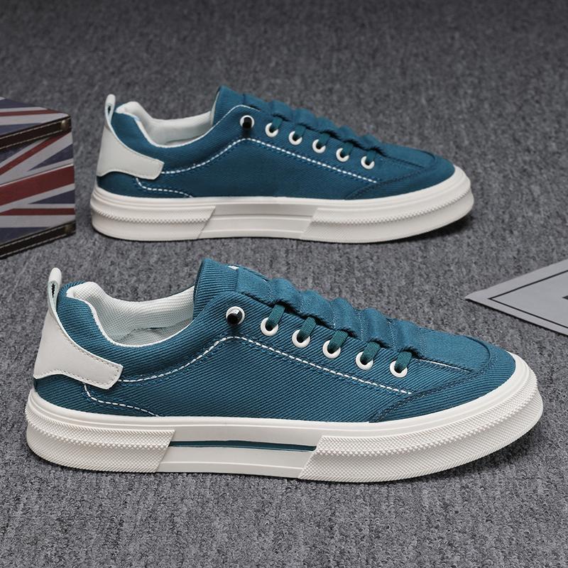Fashion 2025 New Trendy Men's Casual Sports Shoes Korean Edition Fashion Board Shoes Canvas Shoes Commuter Shoes Green Black Student