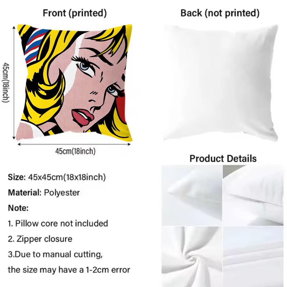 Art R-Roy Lichtenstein Womens Tears Cushion Cover Comfortable Reversible Pillow Cover Ideal for Car Sofa Bedroom & Beyond