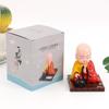 Online Solar-Powered Wooden Little Monk Car Figurine - Buddha Decoration