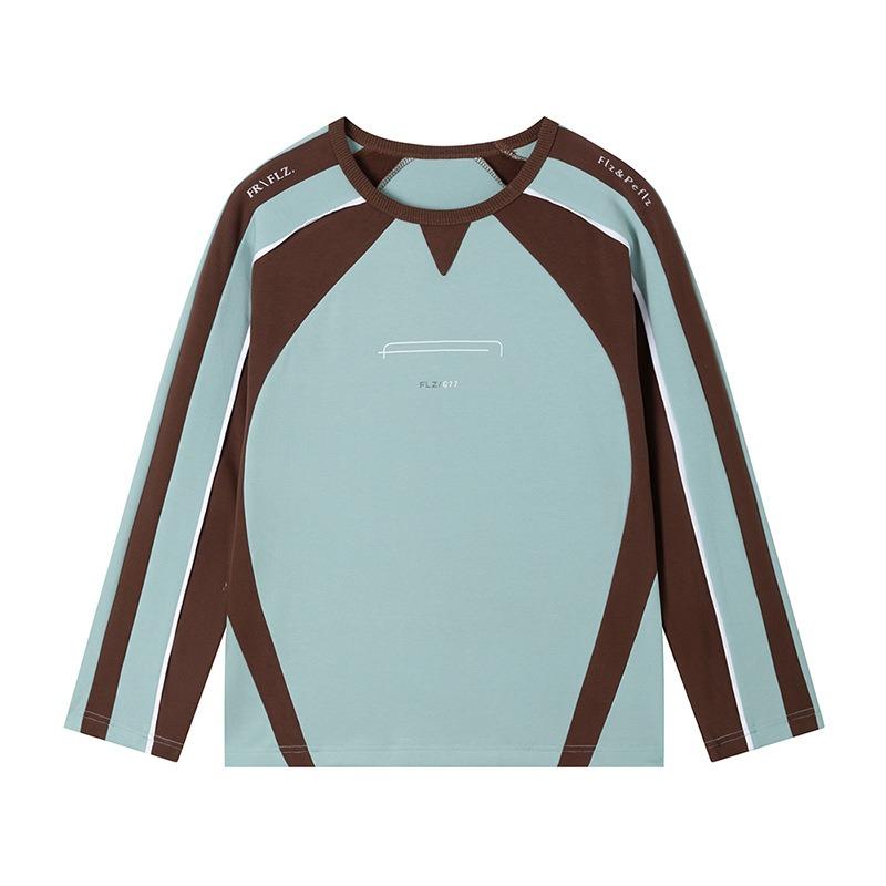 Frühling und Herbst Neue Kinderkleidung Retro Kontrastfarben Nähte Langarmpullover