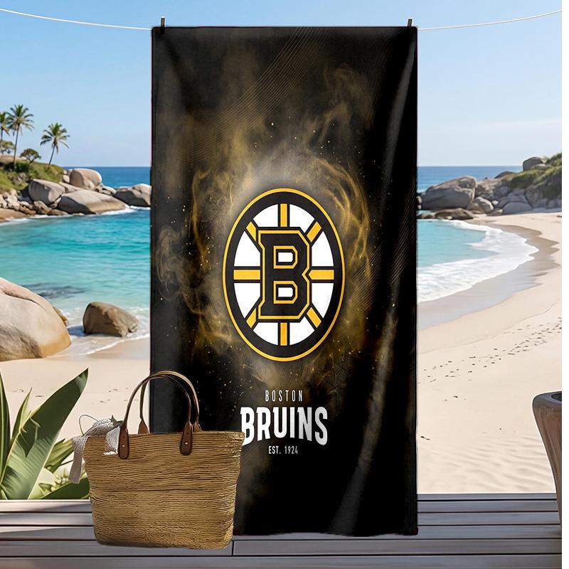 Asciugamano da Spiaggia Stampa Boston Bruins Morbido Portatile Asciugatura Rapida?Asciugamano Asciutto Per Piscina Vacanza Estiva Sport all'Aperto