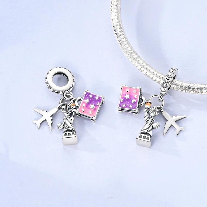 Charms Coppergoddess Statue Airplane Trunk Beads Fit Charms Plataoriginal Bracelet Beads Women Jewellery Making Diy