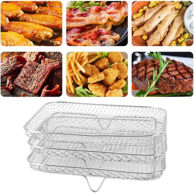 Fritadeira Desidratadora Rack Resistente ao Calor Fritadeira Rack Multifuncional 304 Aço Inoxidável Design de Malha Uniforme para Fritadeiras de 8 Polegadas