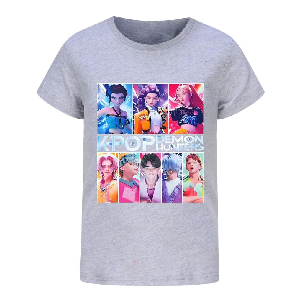 KPop Dämonenjäger Kinderbekleidung Mode Cartoon T-Shirt Lustig Kurzarm Y2K Oberteile Herrenmode Street