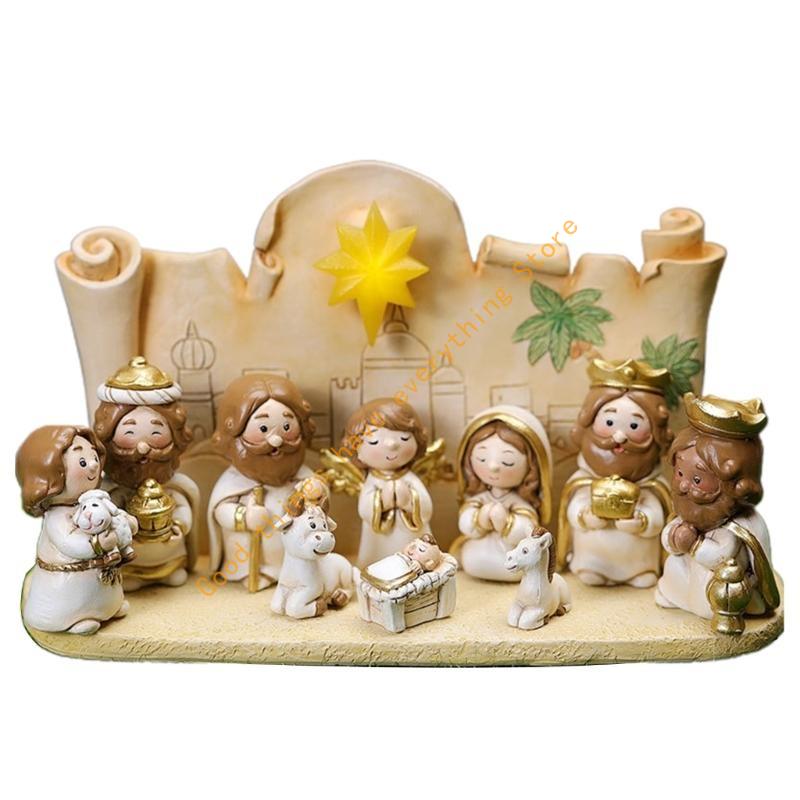 Christmas Manger Decoration Set Baby Jesus Festival Wedding Party Decor 55KF