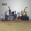 Retro Desk Decor Vintage Saxophone & Violin Pen Holder, Resin Musical Instrument Organizer, Weighted Artistic Organizer Base Pencil Stand for