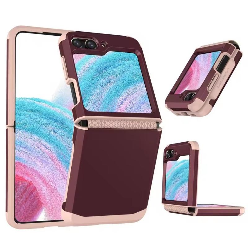 Capa de Telefone Integrada com Dobradiça de Armadura Galvanizada para Samsung Galaxy Z Flip 6 5 4 3 Flip5 Flip6 5G Capa Protetora Rígida