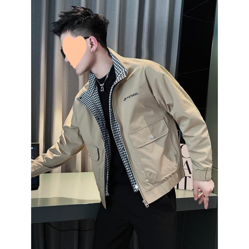 Fake Two-piece Work Jacket Men's New Handsome Embroidered Jacket Men's Trendy Casual Spring and Autumn Tops